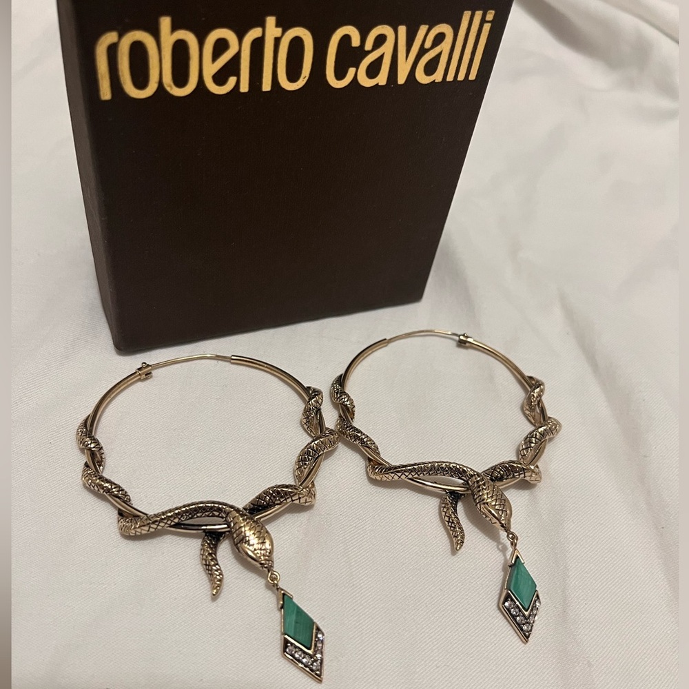 Roberto Cavalli Snake Hoop Earrings